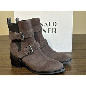 Donald J. Pliner Dahlin Calf Suede Ankle Boot Steel Brown Women's Size 6 M NIB